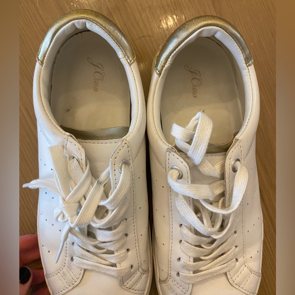J. Crew white and gold leather Saturday sneakers, size 9 - Picture 6 of 7
